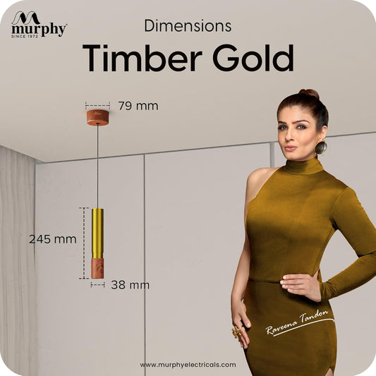 Murphy Timber Wood 12W Hanging Pendant Light