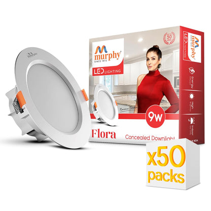 Murphy Flora 9W LED Down Light, Cool White Light, Round, Recessed Ceiling LED Light, Suited for 3 inch Junction Box/Concealed Box (2 Years Warranty)
