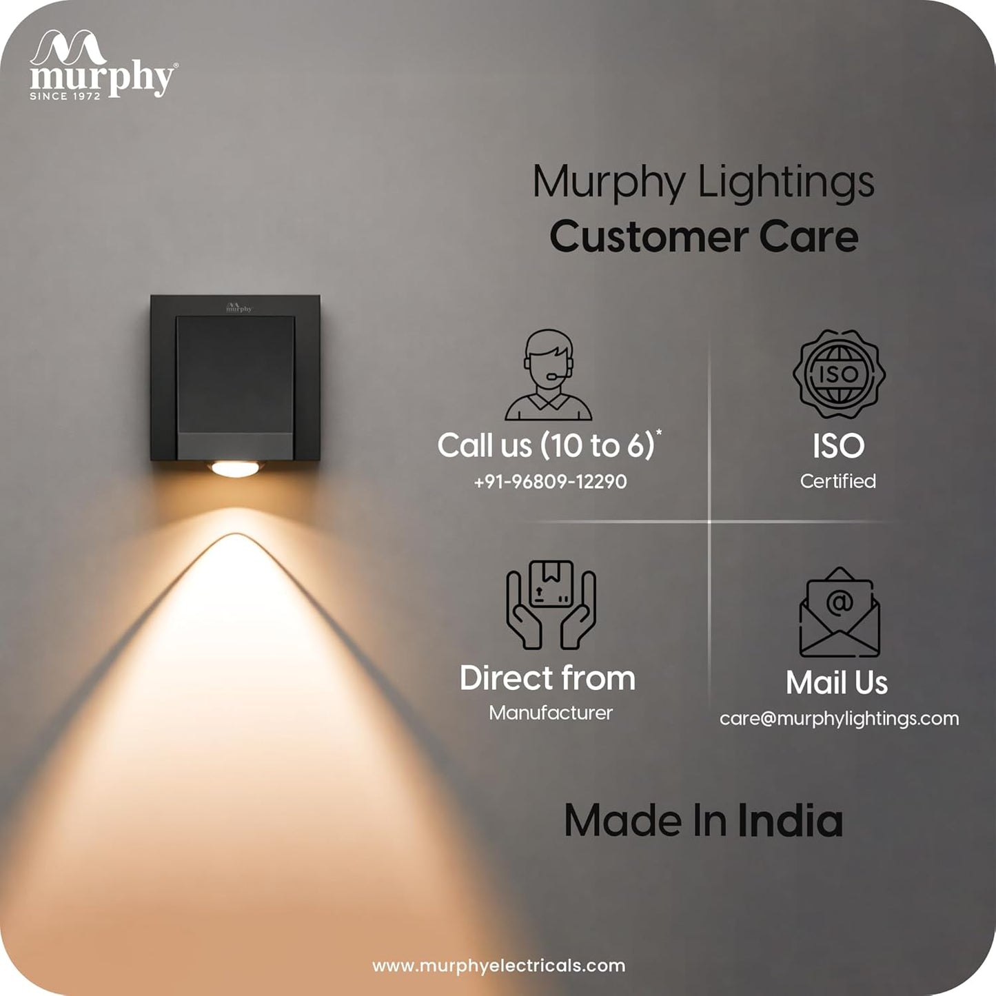 Murphy K-LITE Single Ray Wall Light  | IP66 Waterproof | 2 Years Warranty | BIS Approved | 2.5kV Surge Protection | Up Down Light for Gate, Balcony & Garden