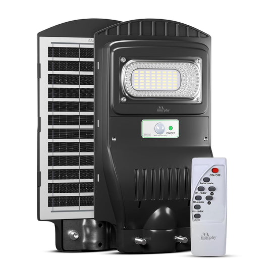 Murphy 30W Solar Street Light | 48 SMD 3056 LEDs | 5000mAh Battery | 11hr 40min Backup | Auto Dusk-to-Dawn | Radar Sensor (8–10m) | IP65 Waterproof Outdoor Solar Lamp