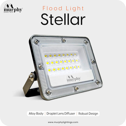 Murphy Stellar 20W LED Flood Light with 2-Year Warranty | Cool White | High Brightness Outdoor LED for Security, Landscape, Warehouse, Backyard | IP66 Waterproof | BIS Approved
