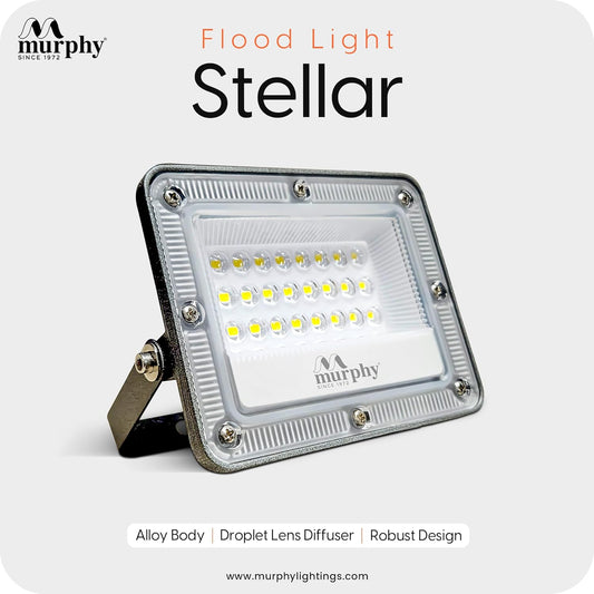 Murphy Stellar 20W LED Flood Light with 2-Year Warranty | Cool White | High Brightness Outdoor LED for Security, Landscape, Warehouse, Backyard | IP66 Waterproof | BIS Approved