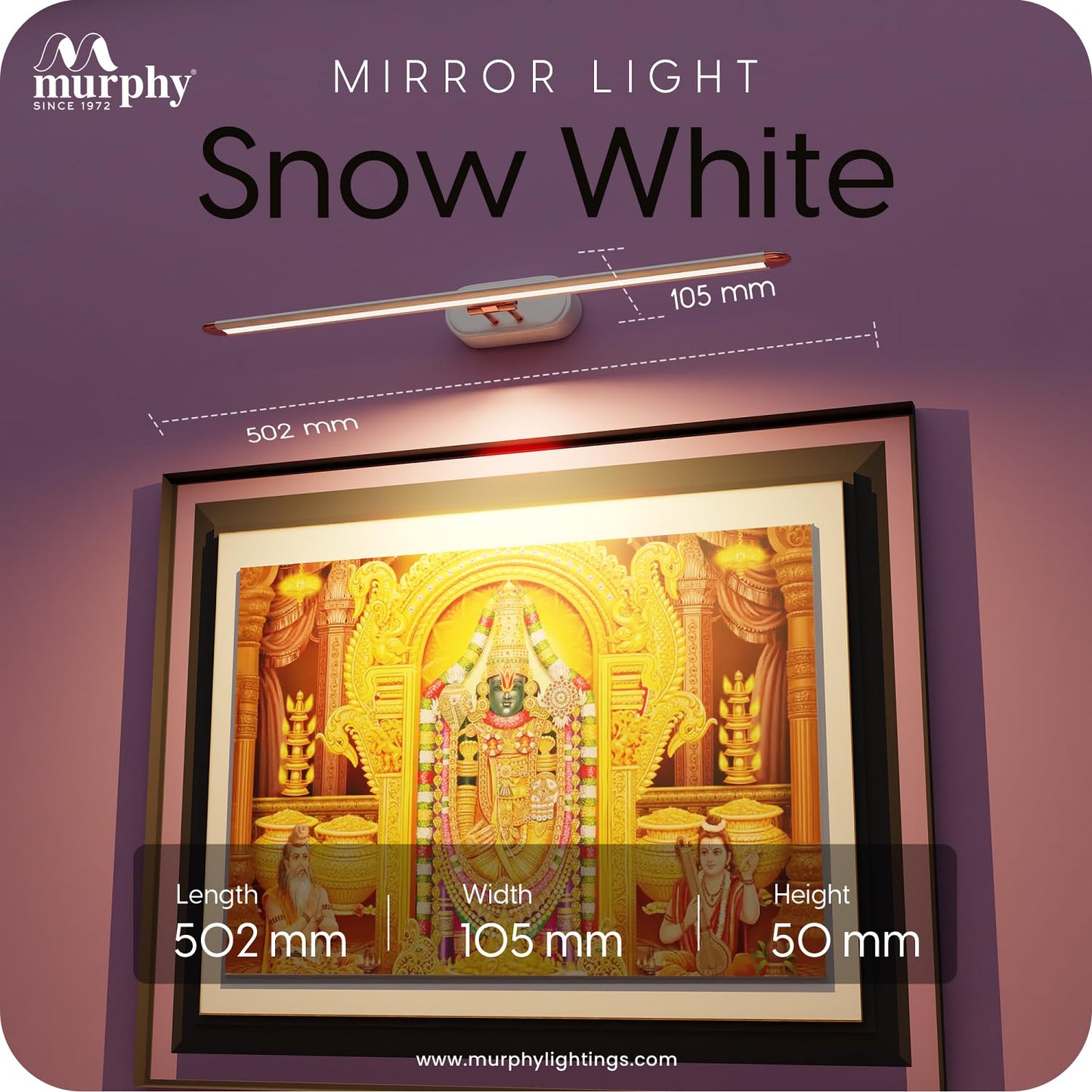 Murphy 12W 3-in-1 Color Chnaging White Finish LED Mirror Picture Wall Light,Bathroom Vanity Led Mirror Light (Cool White/Warm White/Natural White)
