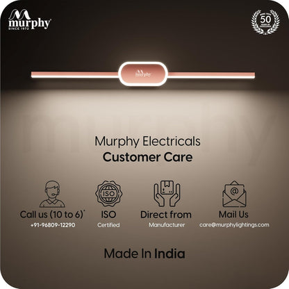 Murphy 16W+2W LED Mirror Light | 3 Color Changing (White/Warm/Natural) | Full Copper Finish, Modern Over Mirror Bathroom/Dressing Table Light
