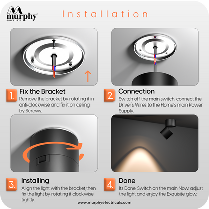 Murphy Ador 6W LED COB Surface Spot Light | Rose Gold Reflector | Warm White | 360° Rotatable | Aluminium Body | BIS Approved