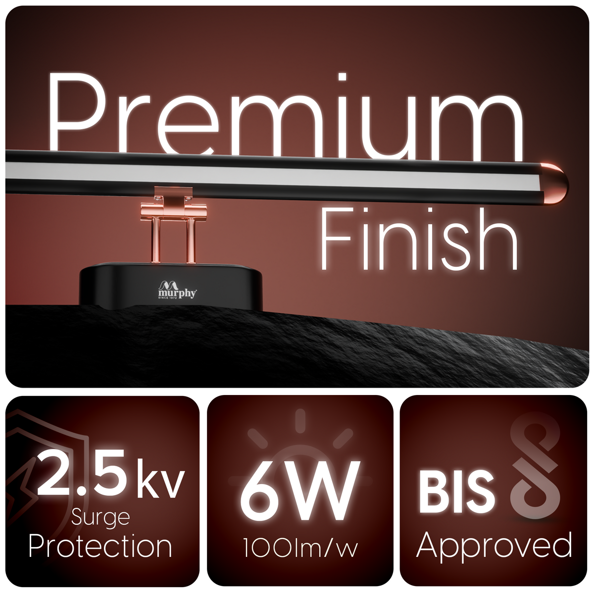 Murphy 6W 3-in-1 LED Mirror Light – Rose Gold Finish