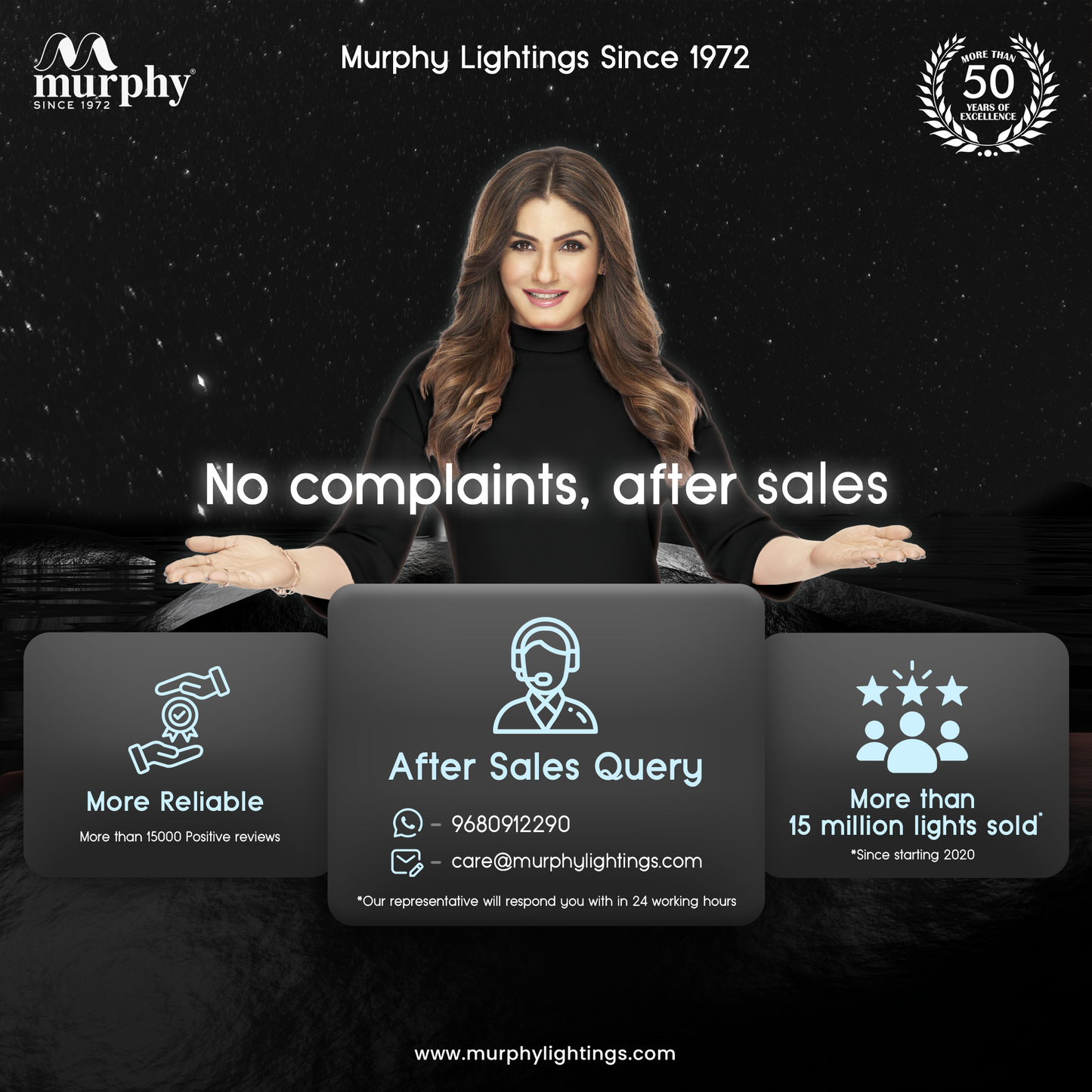 Murphy 16+2W 2FT 3-IN-1 Colour Black Finish Mirror Twins Light