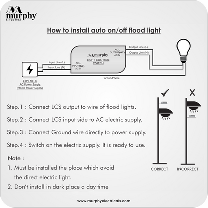 Murphy 220V Auto Day/Night ON/Off Photocell Sensor