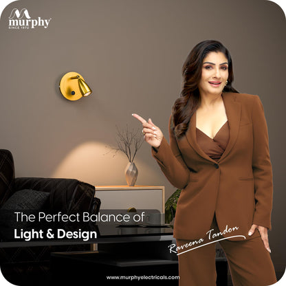 Fusion 3W LED Wall Reading Light | Warm White | Gold Finish