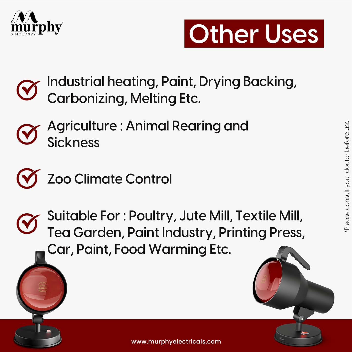 Murphy 150W Infrared Heat Therapy Lamp