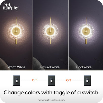 Murphy Prisma Crystal LED Wall Lamp| 3 Color Change | Diamond Cut Glass | 6W Aluminium Wall Light for Living Room, |BIS Approved | 2 Year Warranty