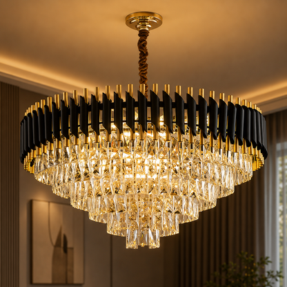 Murphy Luxury Crystal Chandelier | Black Gold Pendant Ceiling Light