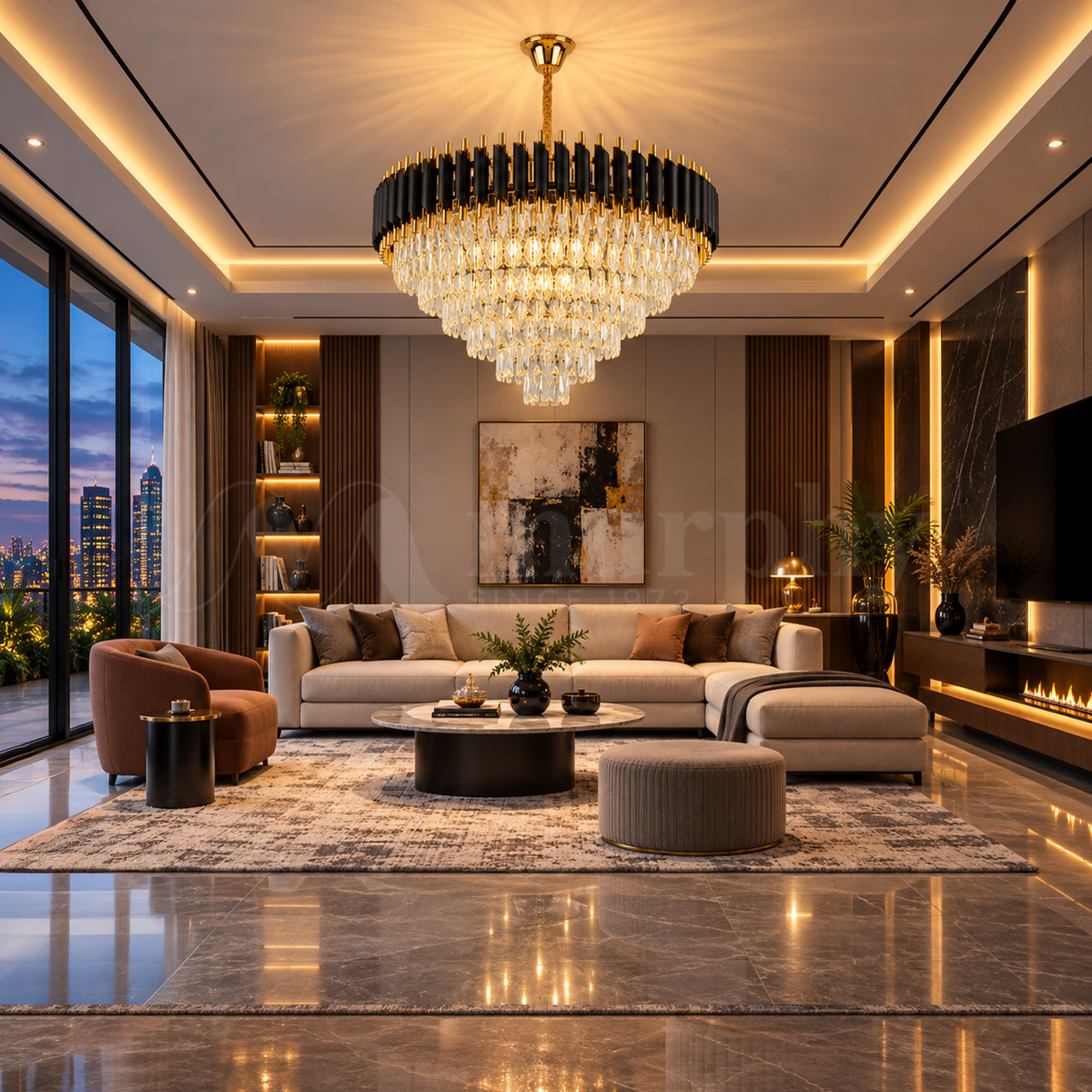 Murphy Luxury Crystal Chandelier | Black Gold Pendant Ceiling Light
