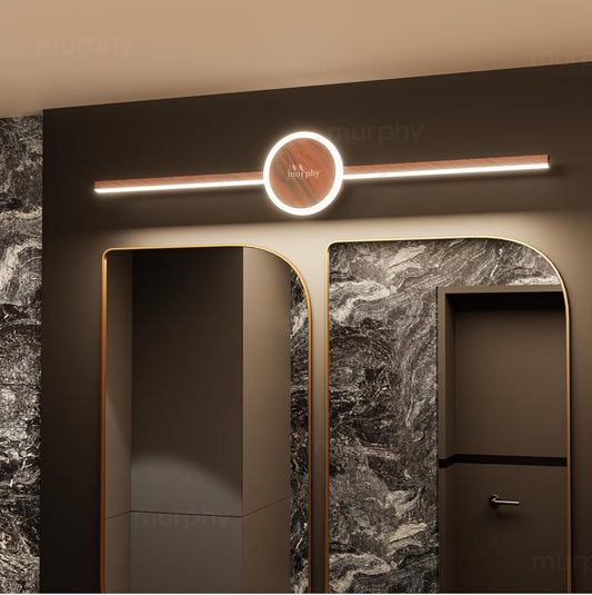 Murphy 16W+2W LED Mirror Light | 3 Color Changing (White/Warm/Natural) | Wooden Finish – Sun Design, Modern Over Mirror Bathroom/Dressing Table Light