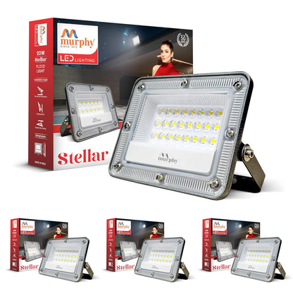 Murphy Stellar 20W LED Flood Light with 2-Year Warranty | Cool White | High Brightness Outdoor LED for Security, Landscape, Warehouse, Backyard | IP66 Waterproof | BIS Approved