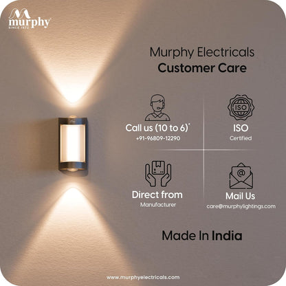 Murphy Beam Line 4W LED Outdoor/Indoor Wall Light | IP66 Waterproof | 2-Year Warranty | Up & Down Glow | Warm White | Shockproof Aluminium Body | Matt Black Finish |