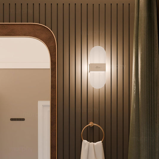 Murphy Frost Beam Wall Light | 2-Year Warranty | Warm White Glow | Acrylic + Aluminium Oval Wall Highlighter | Golden Finish