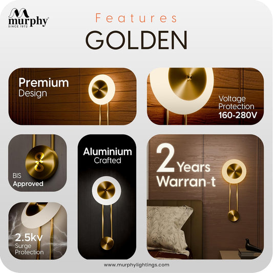 Murphy Modern Brass Finish Clock Style Pendant Wall Light – Luxury Hanging Light with 3in1 Colour Changing Function 2 Years Warranty