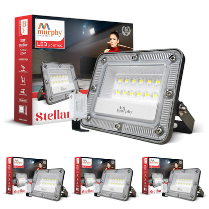 Murphy Stellar 10W LED Flood Light with Day-Night Sensor & Driver, Cool White 6500K, IP66 Waterproof, Outdoor Security & Landscape Lighting, BIS Approved