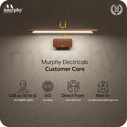 Murphy ElanBar 12W LED Mirror Light | 3-in-1 Color Changing | Adjustable 3-Step Baring | Wood Finish | Wall Mounted Vanity Light for Bathroom & Dressing Table