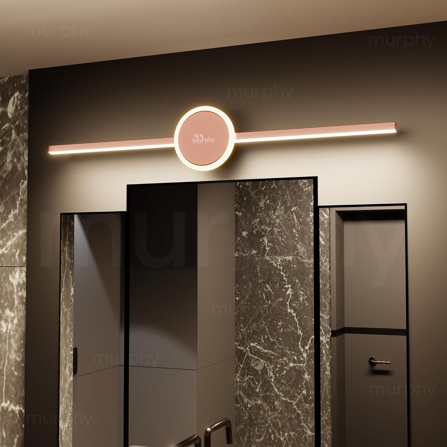 Murphy 16W+2W LED Mirror Light | 3 Color Changing (White/Warm/Natural) | Full Copper Finish – Sun Design, Modern Over Mirror Vanity/Bathroom Light