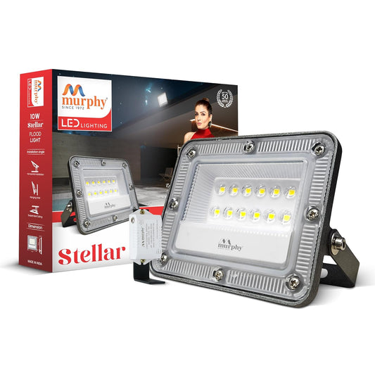 Murphy Stellar 10W LED Flood Light with Day-Night Sensor & Driver, Cool White 6500K, IP66 Waterproof, Outdoor Security & Landscape Lighting, BIS Approved