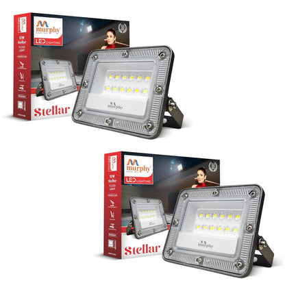 Murphy Stellar 10W LED Flood Light with 2-Year Warranty | Cool White | High Brightness Outdoor LED for Security, Landscape, Warehouse, Backyard | IP66 Waterproof | BIS Approved