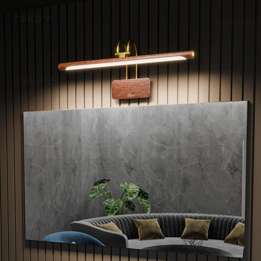 Murphy ElanBar 12W LED Mirror Light | 3-in-1 Color Changing | Adjustable 3-Step Baring | Wood Finish | Wall Mounted Vanity Light for Bathroom & Dressing Table