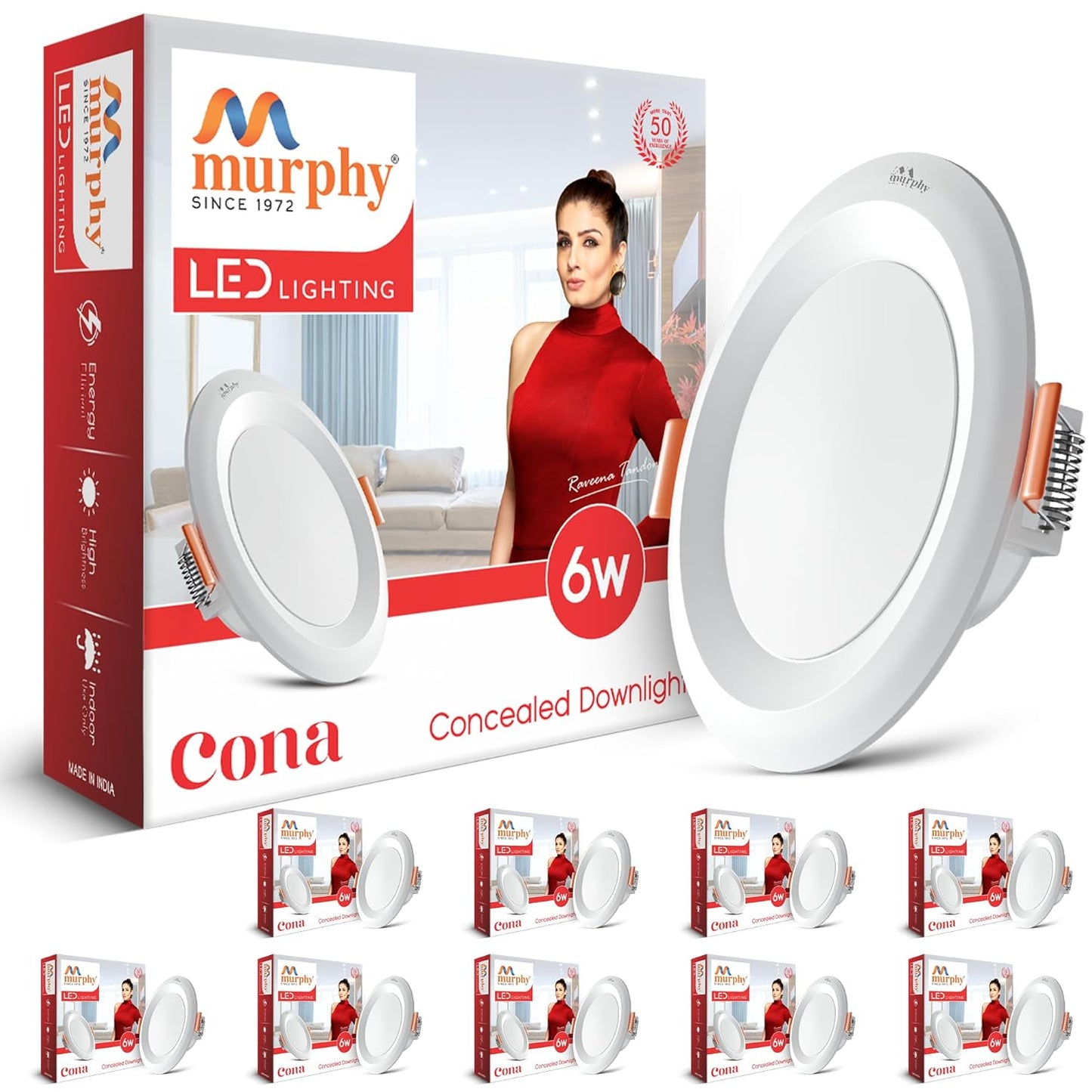 Murphy Cona 6W Round LED Concealed Panel Down Light | Best Suited for 3-Inch Cutout, Energy Efficient, 2 Years Warranty