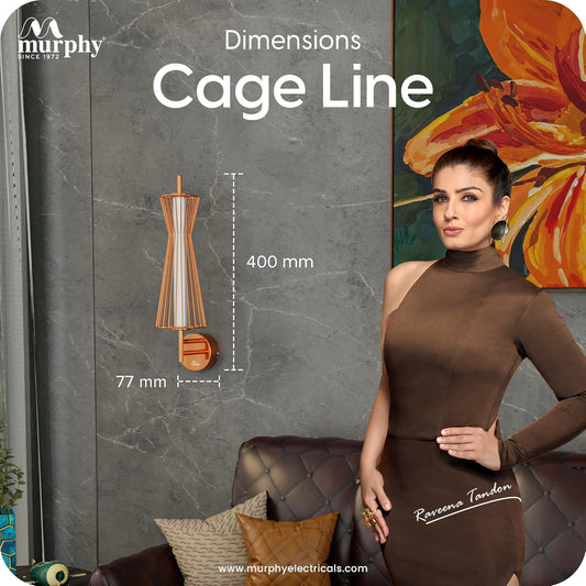 Murphy Cage Line 12W Wall Lamp | 3-in-1 Color Changing LED (Cool White/Warm White/Natural White) with 2-Year Warranty | Premium Rose Gold Finish Decorative Light