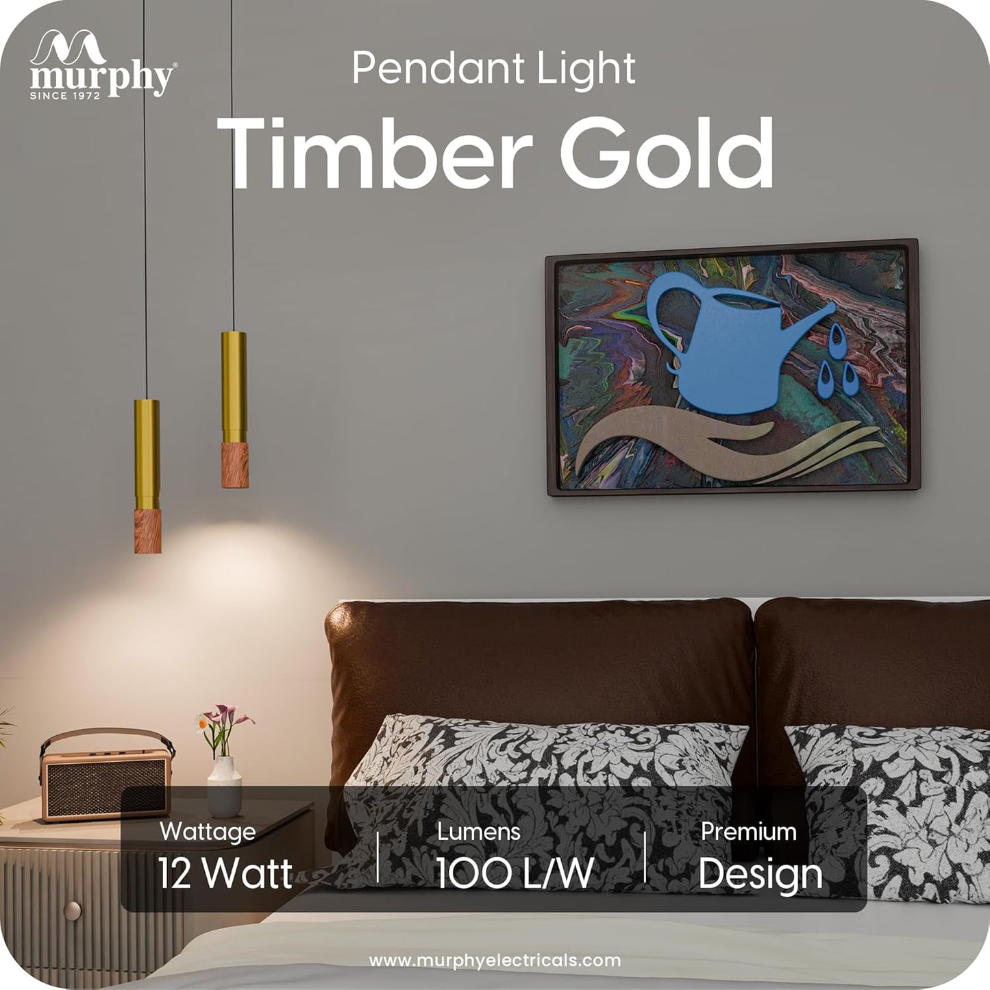 Murphy Timber Wood 12W Hanging Pendant Light