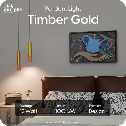 Murphy Timber Wood 12W Hanging Pendant Light