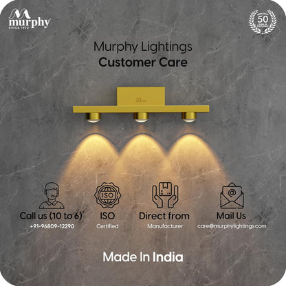 Murphy 3-Glow Goldray|LED Mirror/Vanity Light|- Luxurious Gold Finish|Warm White,