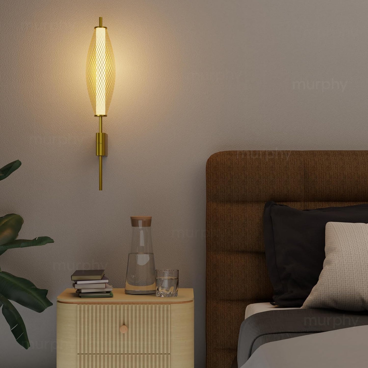 Murphy Glint Mesh 12W Wall Light |Aluminium Body |Golden Finish | 3-in-1 Color Changing LED (Cool White/Warm White/Natural White)