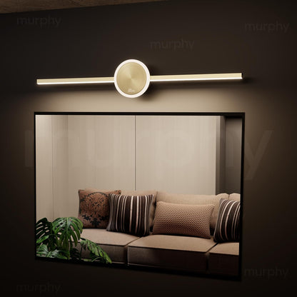 Murphy 16W+2W LED Mirror Light | 3 Color Changing (White/Warm/Natural) | Full Brass Finish – Sun Model, Modern Over Mirror Vanity Light