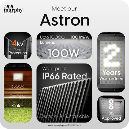 Murphy Astron 100W LED Flood Light | IP66 Waterproof | Cool White | 2 Year Warranty
