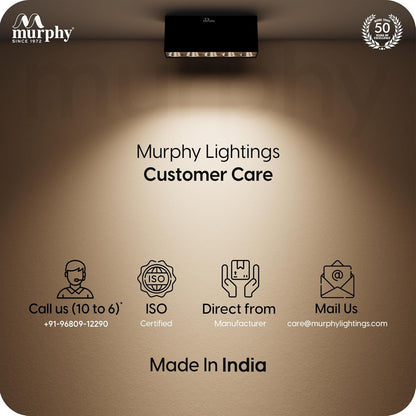 Murphy 10W Black Gold Finish Square Laser Surface LED COB Spot, Focus, Down Ceiling Light, Surface Light (Warm White, Pack of 1), with 2 Years Warranty
