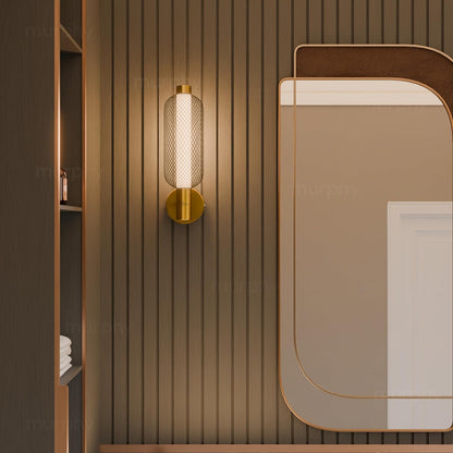 Murphy Noir Net Wall Lamp | 3-in-1 Color Changing LED (Cool White/Warm White/Natural White) with 2-Year Warranty | Premium Golden Finish Decorative Light