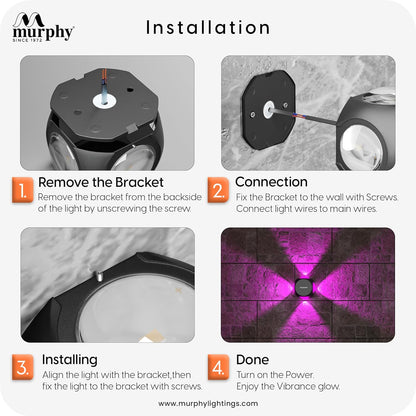 Murphy 6W LED Outdoor Wall Light | 4-Way Omni Beam| with–2-Year Warranty | 7+ Auto-Changing Colours IP66 Waterproof Aluminium Body,