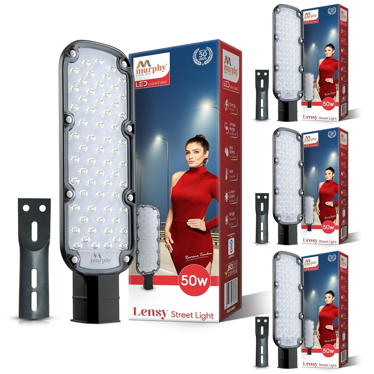 Murphy LED Lensy 50 Watts Ip-65 Bis Approved Waterproof Outdoor Street Light, Cool White