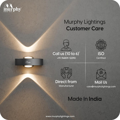 Murphy Areo 2-Way Waterproof LED Wall Light – Warm White, Aluminum Body, 2-Year Warranty, Indoor & Outdoor