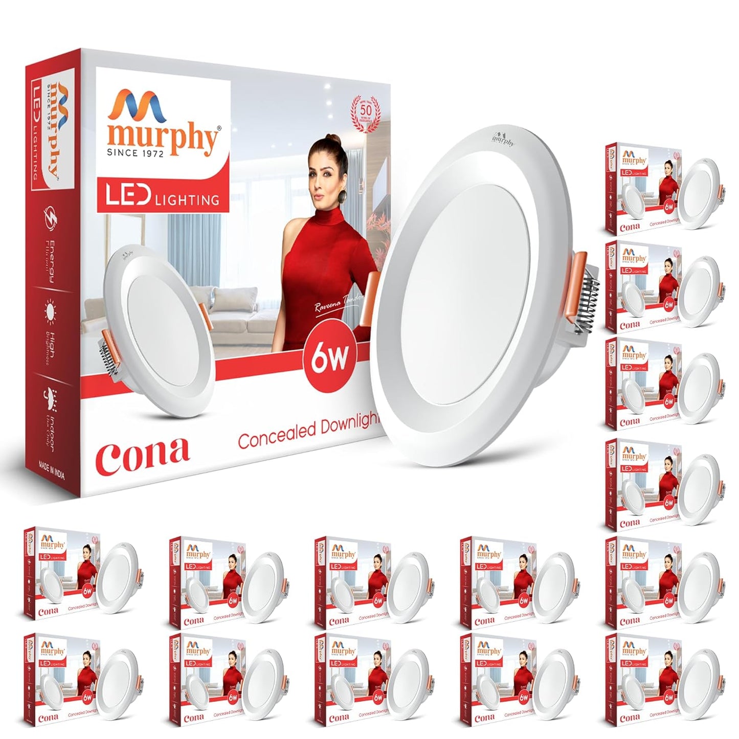 Murphy Cona 6W Round LED Concealed Panel Down Light | Best Suited for 3-Inch Cutout, Energy Efficient, 2 Years Warranty