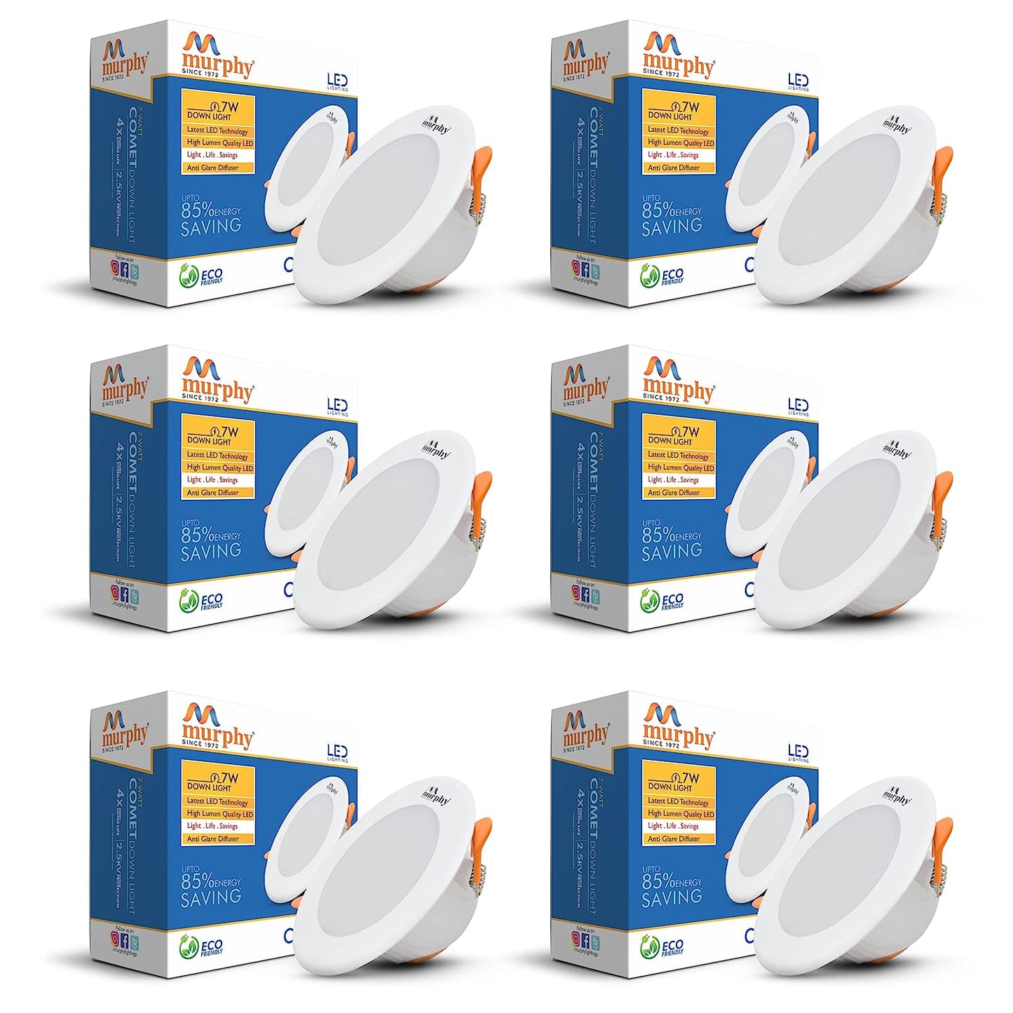 Murphy 7W Comet LED 3-IN-1 Color Changing Down Light : Cool White + Warm White + Natural White