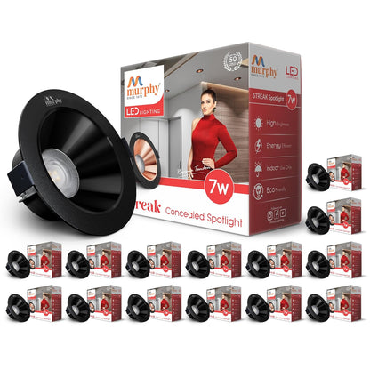 Murphy 7W Streak LED Down Light BL+Copper Finish, Natural White Light, Round,Recessed Ceiling LED Light, Suited for 3 inch Junction Box/Concealed Box (2 Years Warranty)