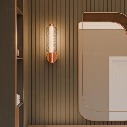 Murphy Noir Net Wall Lamp | 3-in-1 Color Changing LED (Cool White/Warm White/Natural White) with 2-Year Warranty | Premium Rose Gold Finish Decorative Light