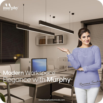 Murphy LumaLine TrioGlow 15W Black Body Premium LED Mirror Wall Bathroom Light - with 3-in-1 Colour Cool White/Warm White/Natural White Linear Bar