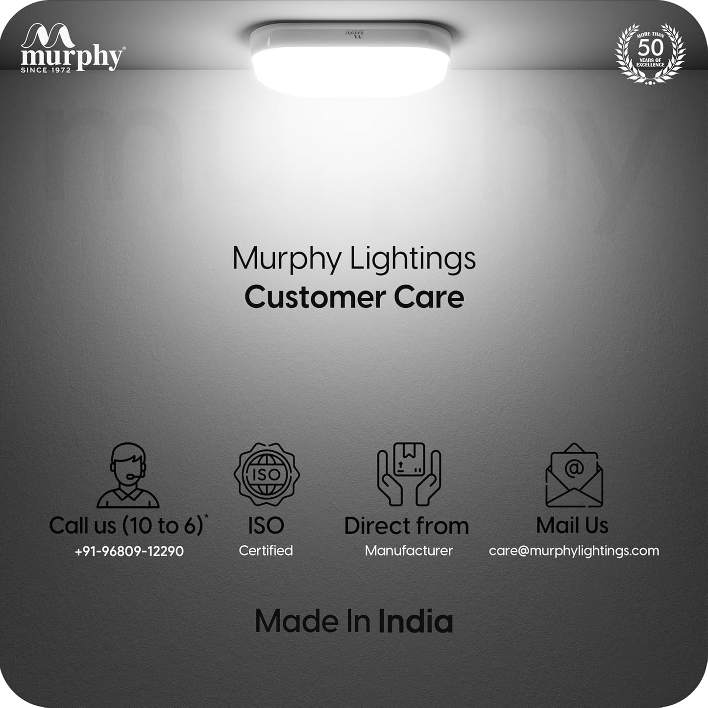 Murphy 10W Motion Sensor Bulkhead Light with 6-Month Warranty | Auto On-Off | IP65 Waterproof LED Wall Light for Bathroom, Garden, Porch, Indoor Outdoor Use | Cool White