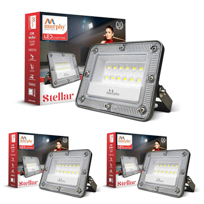 Murphy Stellar 10W LED Flood Light with 2-Year Warranty | Cool White | High Brightness Outdoor LED for Security, Landscape, Warehouse, Backyard | IP66 Waterproof | BIS Approved