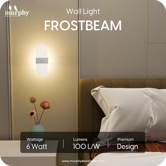 Murphy Frost Beam Wall Light | 2-Year Warranty | Warm White Glow | Acrylic + Aluminium Oval Wall Highlighter | Golden Finish