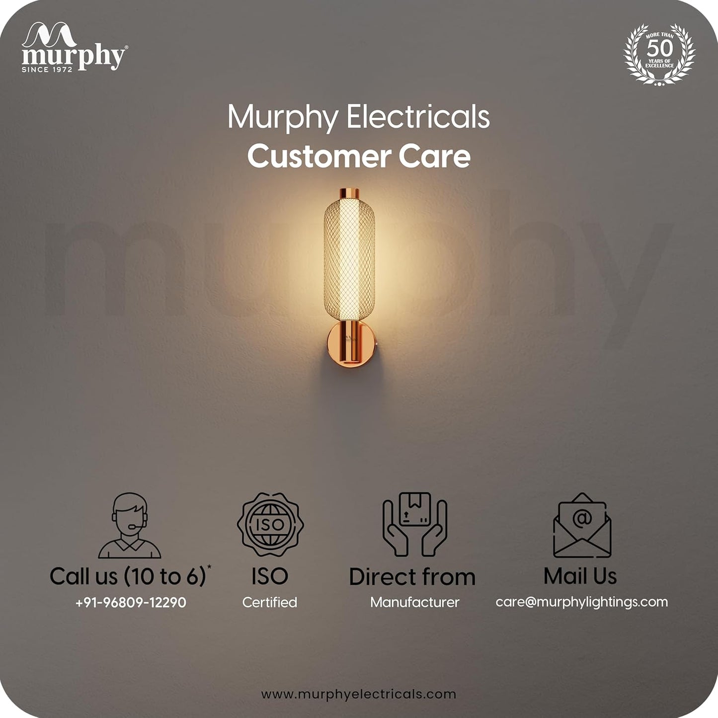 Murphy Noir Net Wall Lamp | 3-in-1 Color Changing LED (Cool White/Warm White/Natural White) with 2-Year Warranty | Premium Rose Gold Finish Decorative Light